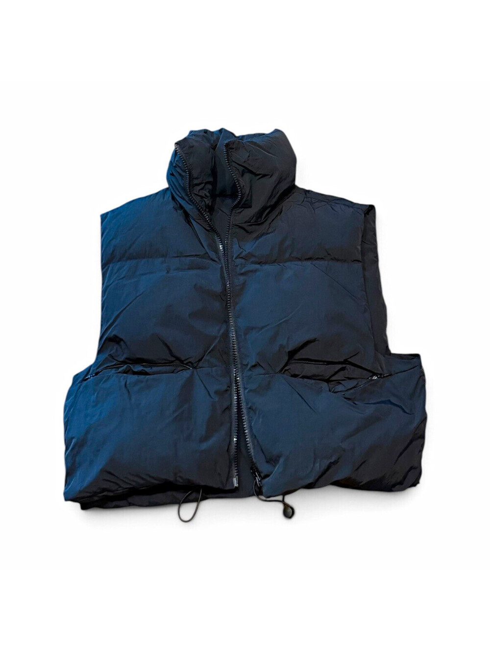 Men’s Black Padded Puffer Vest Size M Full Zip Stand-Up Collar Short